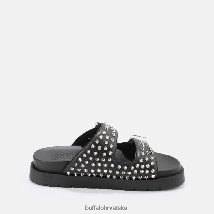 crno Buffalo eve sandale s platformom s klinovima veganske |slajdova TDD6T673